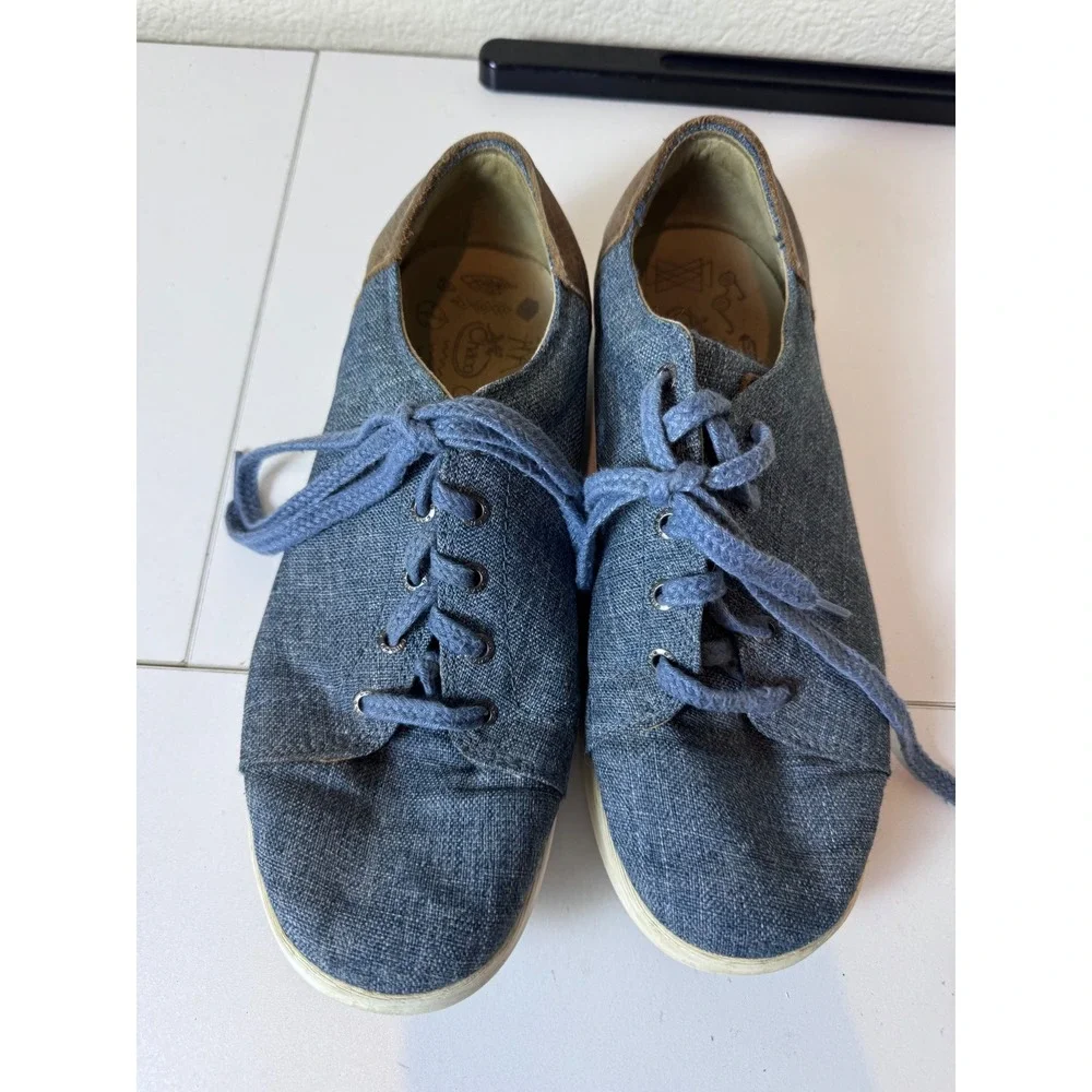 Chaco Kanarra Sneakers Women 8.5 Blue‎ Canvas Leather Trim Comfort Minimalist